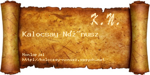 Kalocsay Nónusz névjegykártya